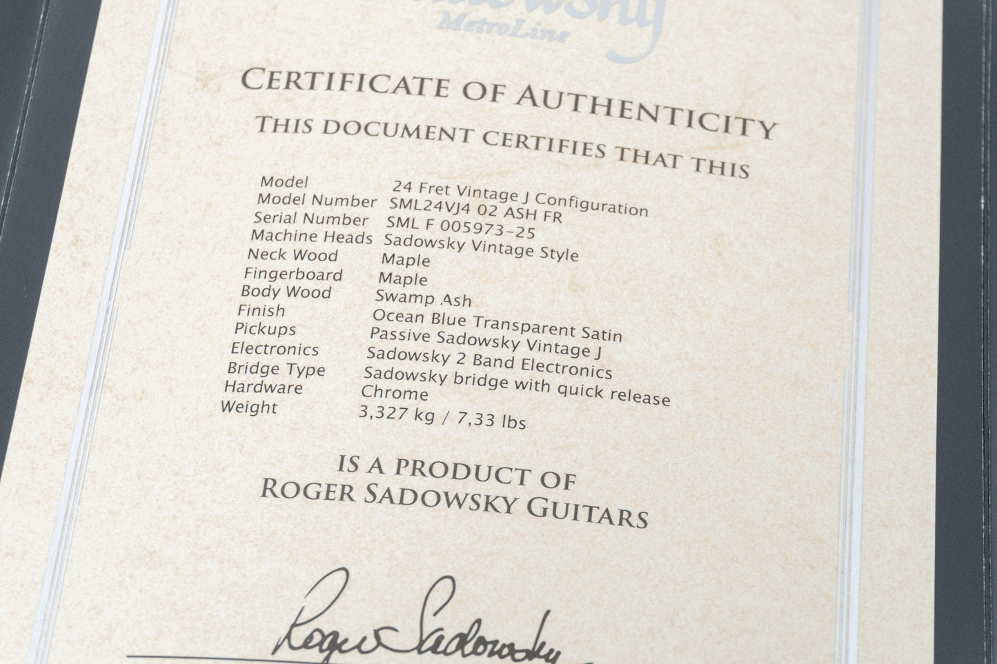 【outlet】Sadowsky / ML24 VJ4 ASH BLT STN 3.350kg【GIB Hyogo】