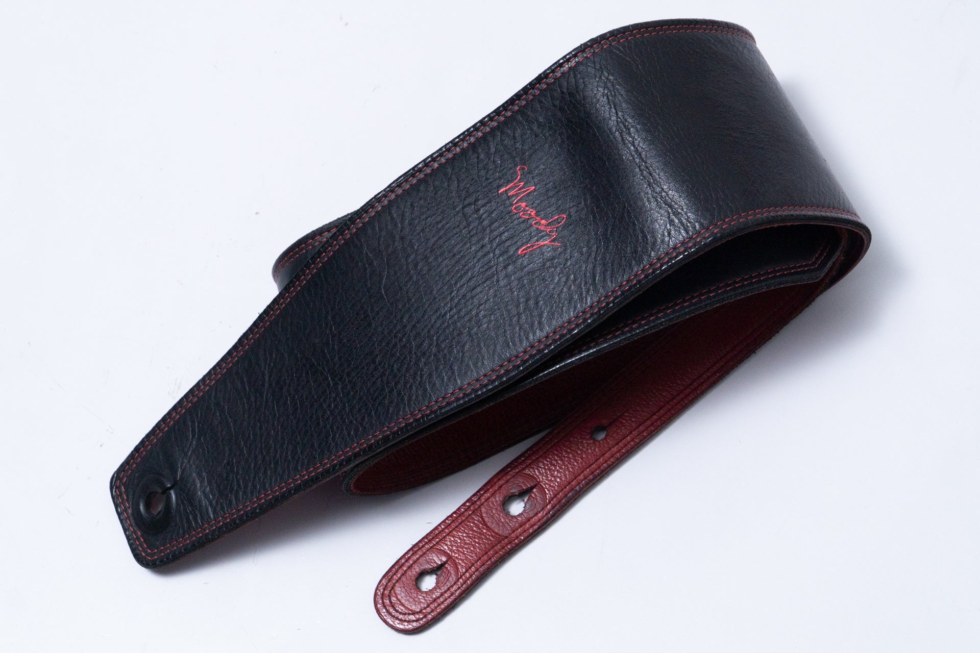 used】Moody Straps / 4.0 inch Black / Red Leather Standard Tail