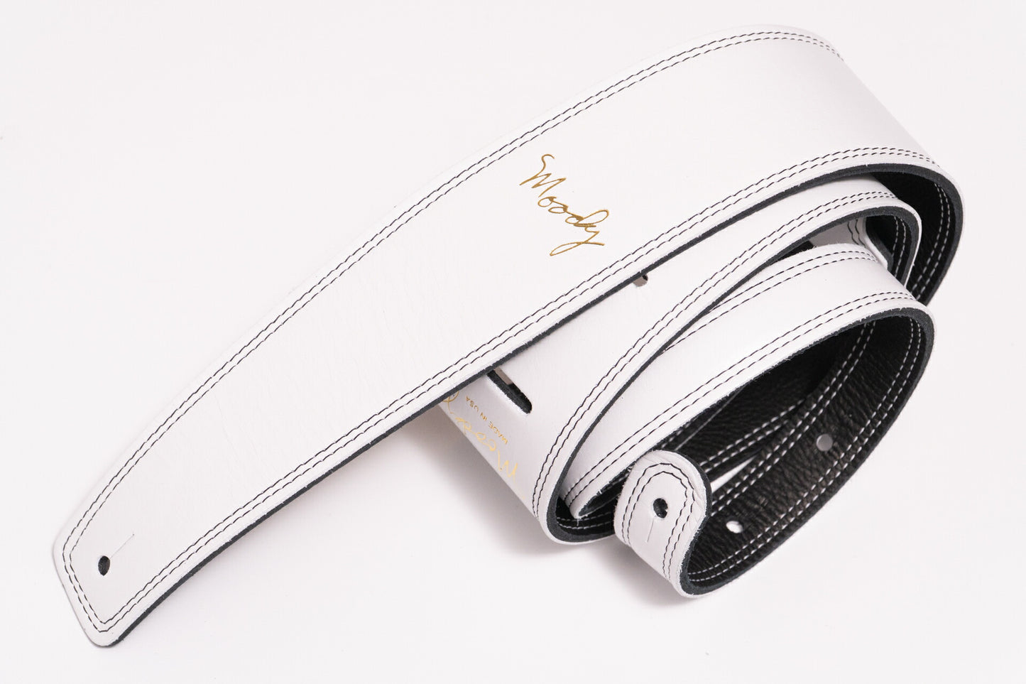 【new】Moody Straps / 2.5 Inch White/Black Leather Long Tail【GIB Yokohama】
