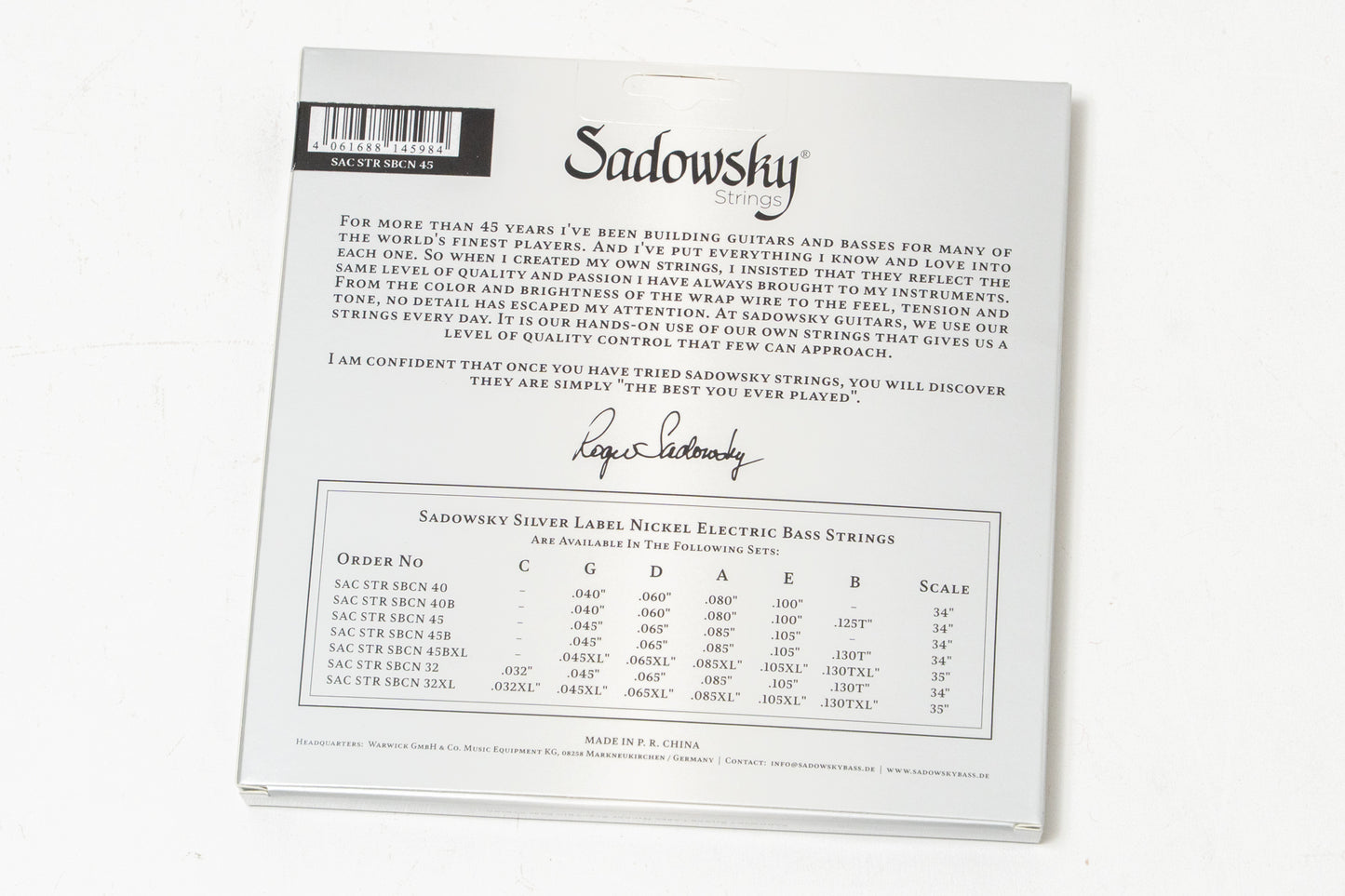【new】Sadowsky / Silver Label SBCN45 Nickel for 4st【GIB Yokohama】