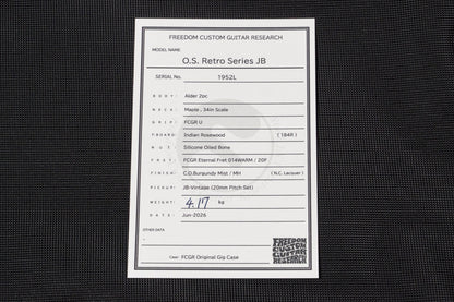 【new】Freedom Custom Guitar Research / O.S.R.S.JB C.O.Burgundy Mist 4.170kg #1952L【GIB Yokohama】