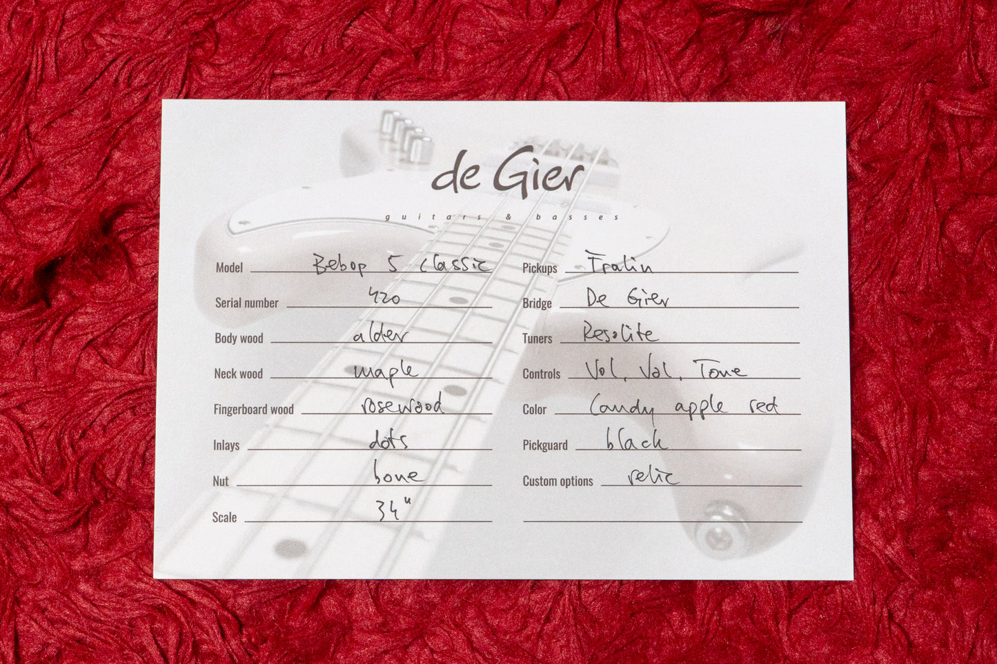 【new】De Gier / Bebop 5 Classic Candy Apple Red Aged 3.855kg #420【GIB Yokohama】