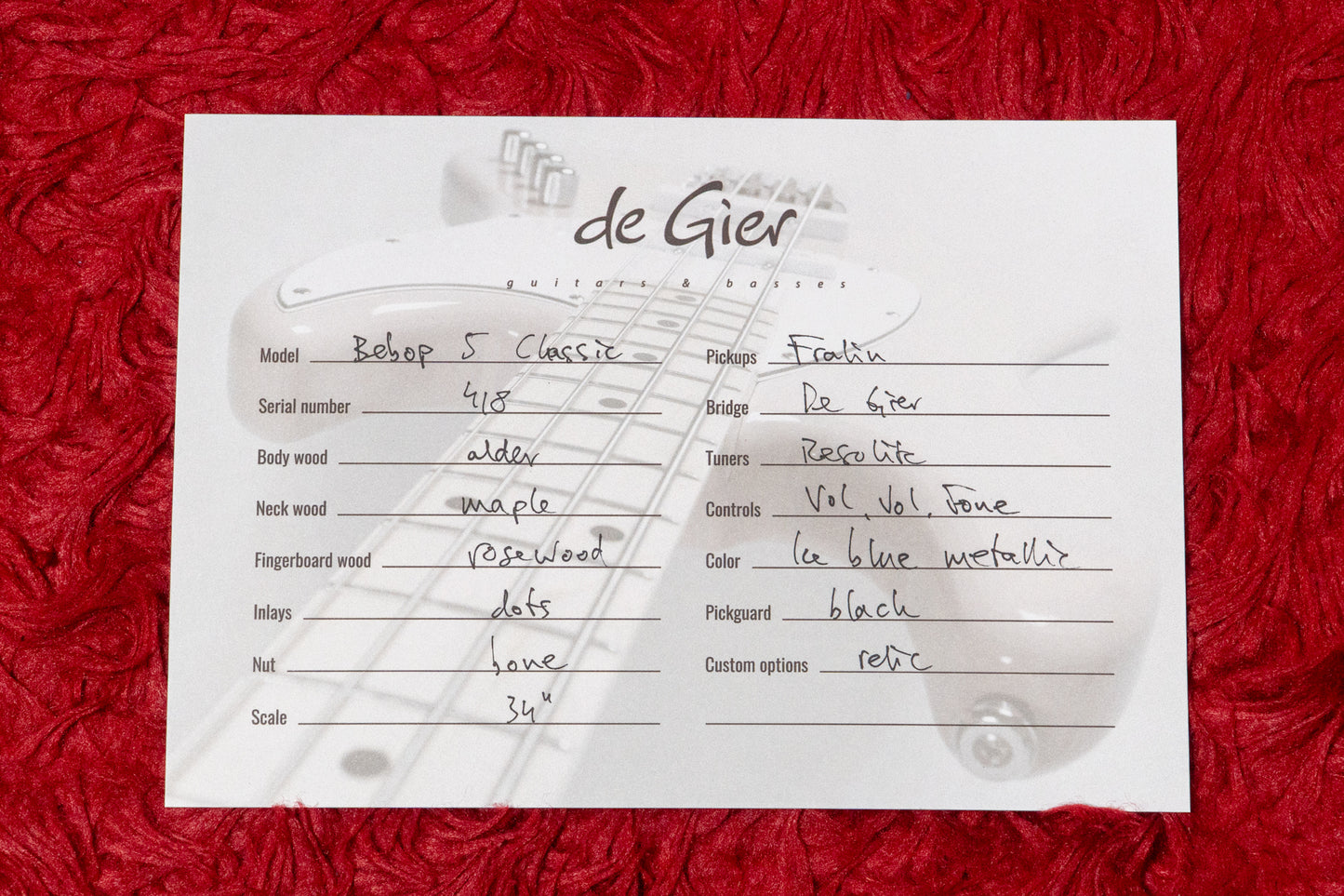 【new】De Gier / Bebop 5 Classic Ice Blue Metallic Aged 3.915kg #418【GIB Yokohama】