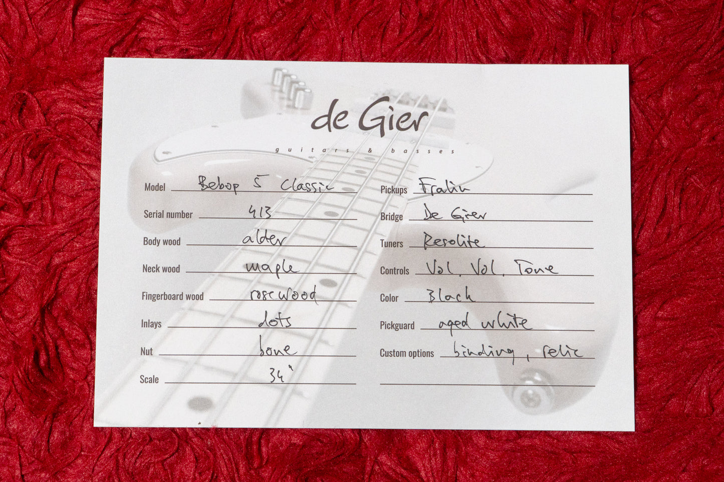 【new】De Gier / Bebop 5 Classic Black Aged 3.885kg #413【GIB Yokohama】