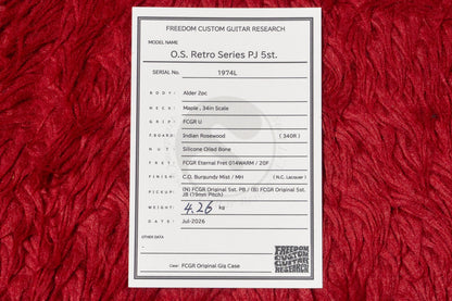 【new】Freedom Custom Guitar Research / O.S.R.S.PJ 5st C.O.Burgundy Mist 4.250kg #1974L【GIB横浜】