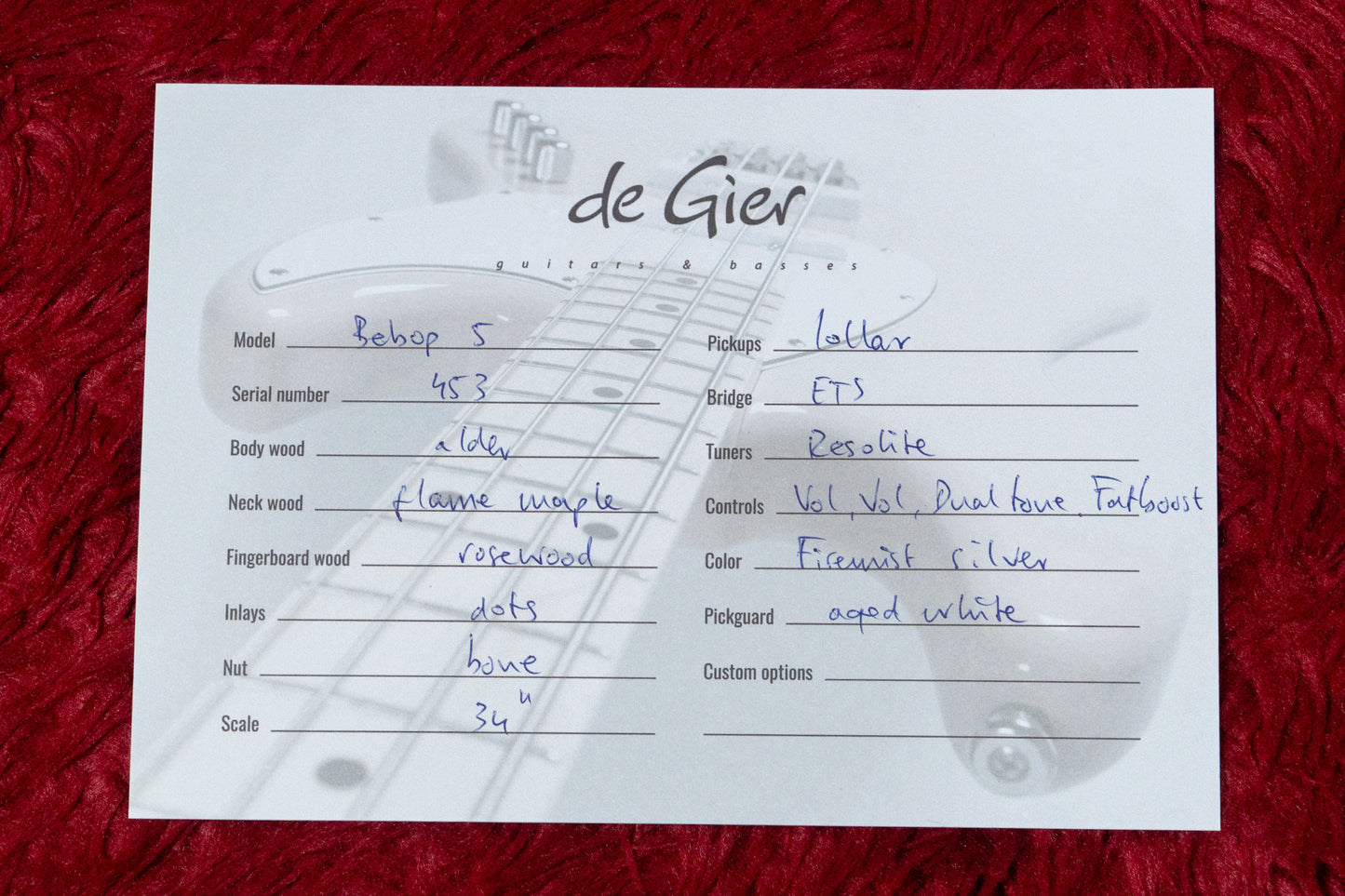 【new】De Gier / Bebop 5 Firemist Silver 4.345kg #453【GIB Yokohama】