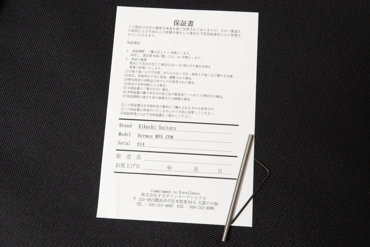 【new】Kikuchi Guitars / Hermes MV5 CFM 4.010kg #814【GIB横浜】