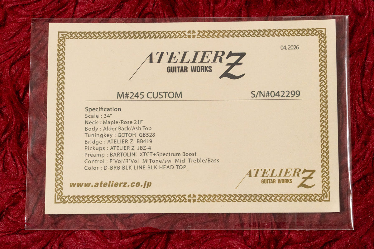 【used】Atelier Z / M#245 Custom Dark Brown Burst 2026 4.285kg #042299【GIB Yokohama】
