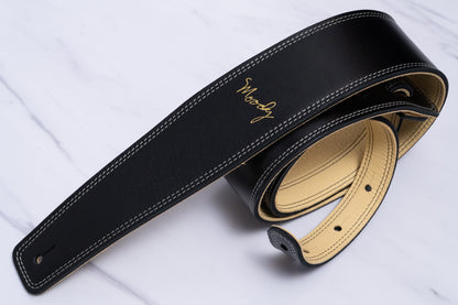 【new】Moody Straps / 2.5 Inch Black/Cream Leather Long Tail【GIB Yokohama】