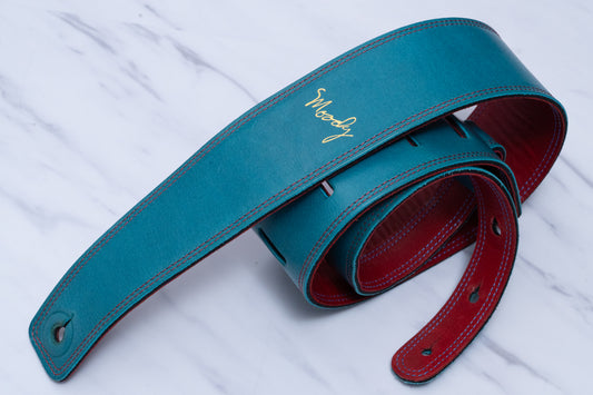 【used】Moody Straps / Leather&Leather2.5"" Standard DISTRESSED SAPPHIRE BLUE / RED【GIB Yokohama】