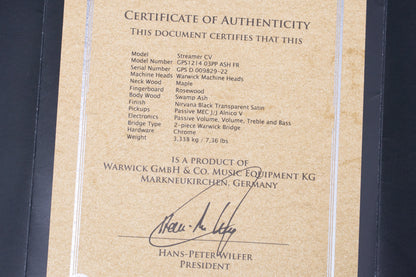 【used】Warwick / Pro Series Streamer CV 4 Nirvana Black Transparent Satin 2022 3.375kg #D009829-22【GIB Yokohama】