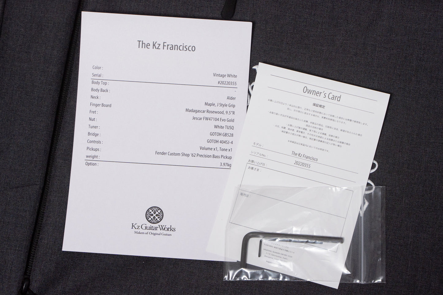 【new】Kz Guitar Works / The Kz Francisco Jed Elliott Signature Model  3.945kg #20220355【GIB Yokohama】