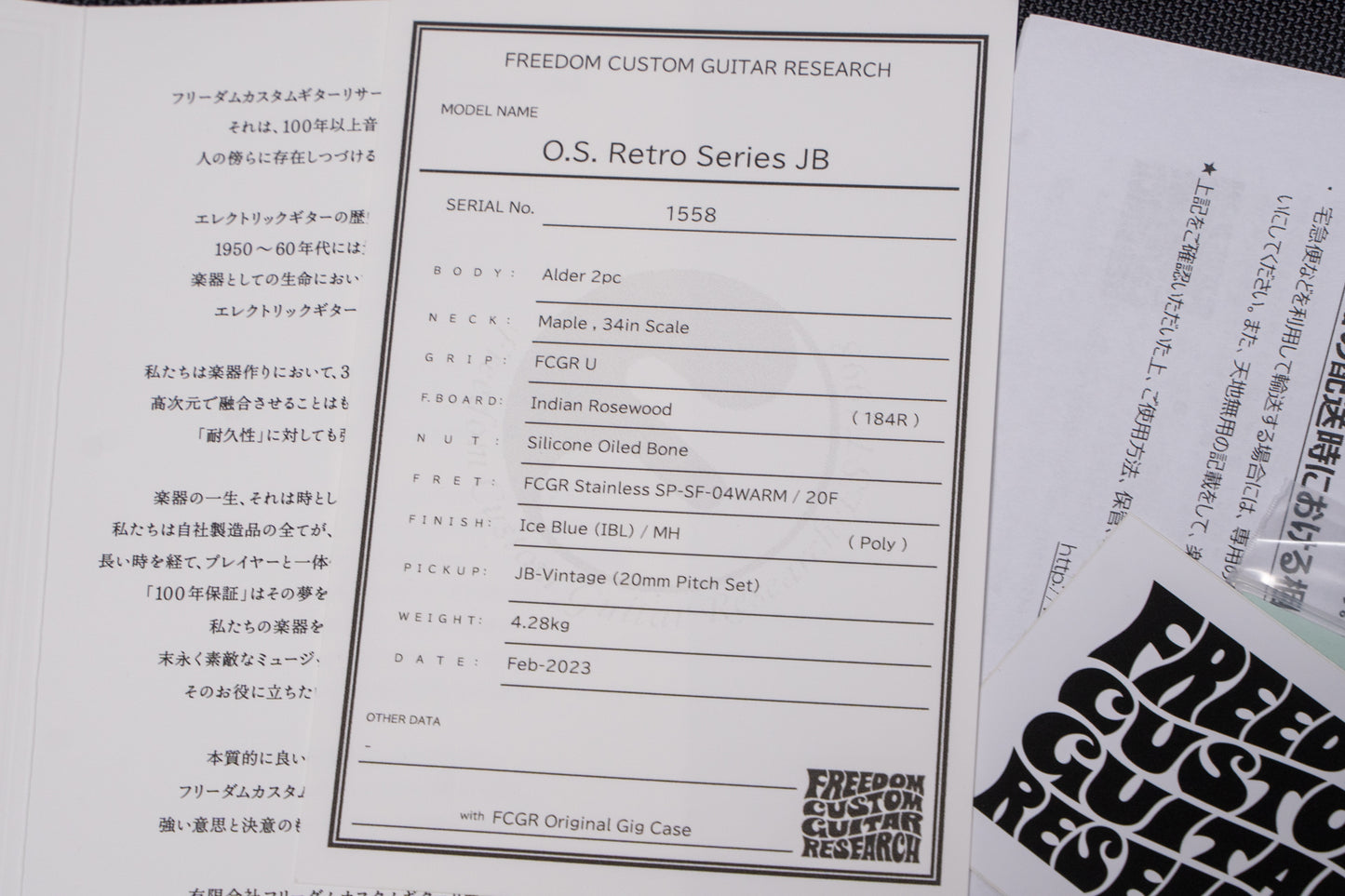 【used】Freedom Custom Guitar Research / O.S. Retro Series JB IBL 2023 4.230kg #1558【Consignment】【GIB Yokohama】