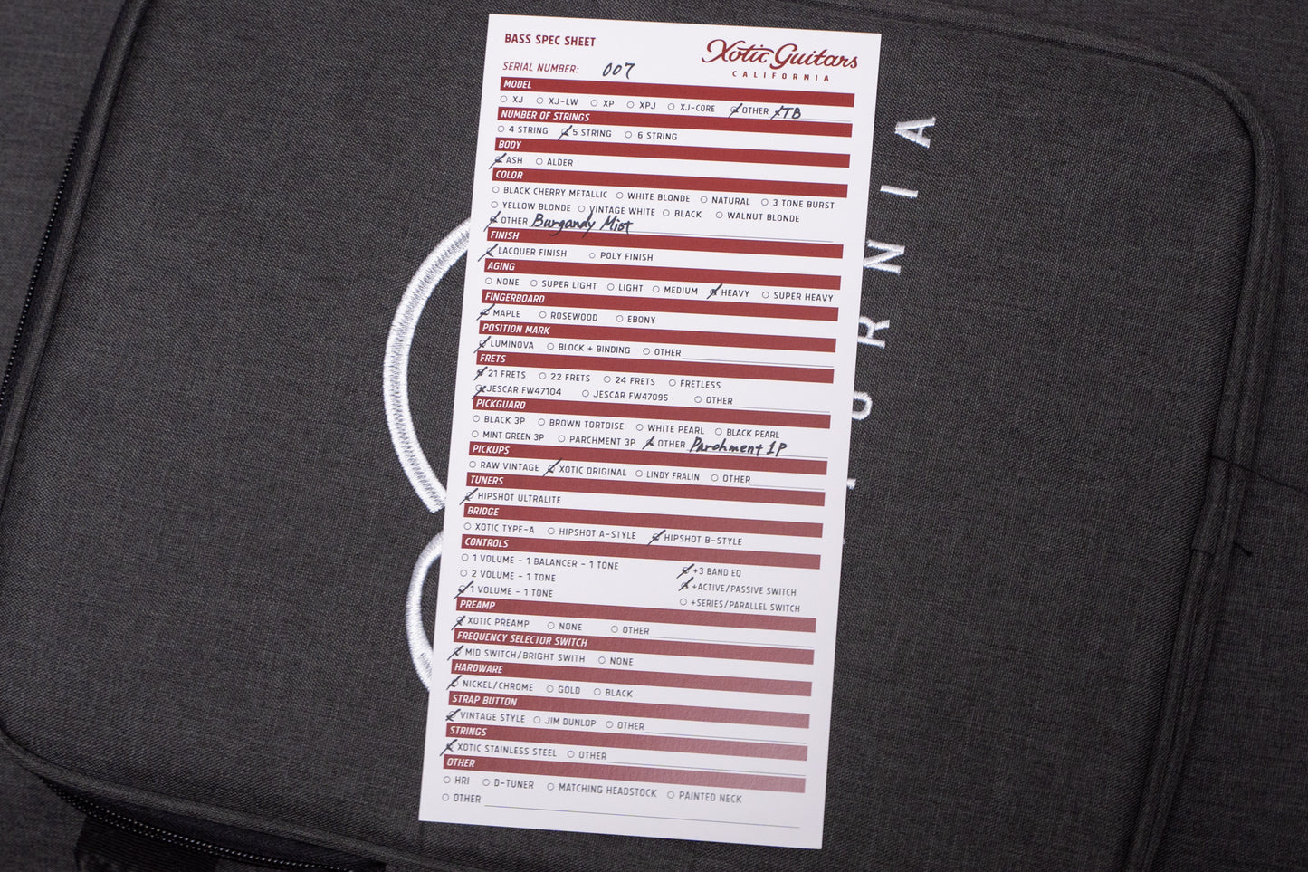 【new】Xotic / XTB-1T 5st Burguandy Mist Heavy Aged/Ash/M 4.460kg #007【GIB Yokohama】