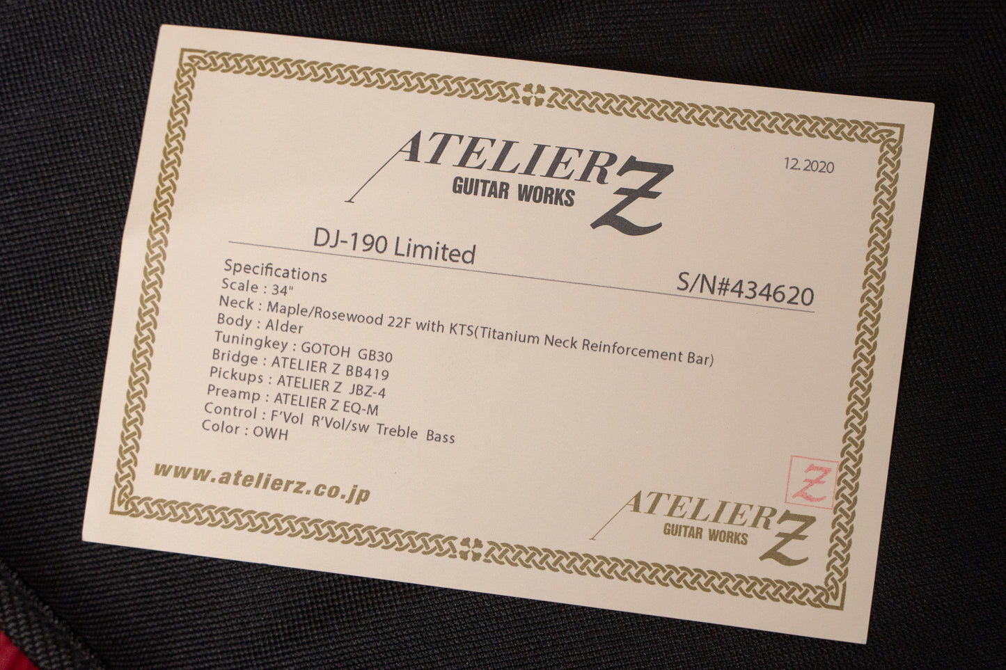 【used】Atelier Z / DJ-190 LTD OWH  R  2020 4.010kg #434620【GIB Yokohama】