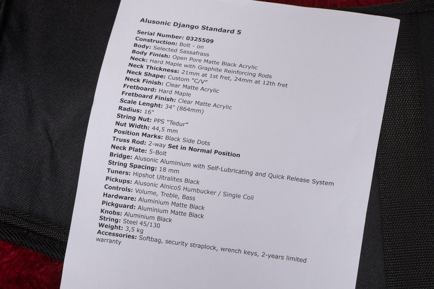 【new】Alusonic / Django Standard 5 Special Edition Black 3.58kg #0325509【GIB Yokohama】