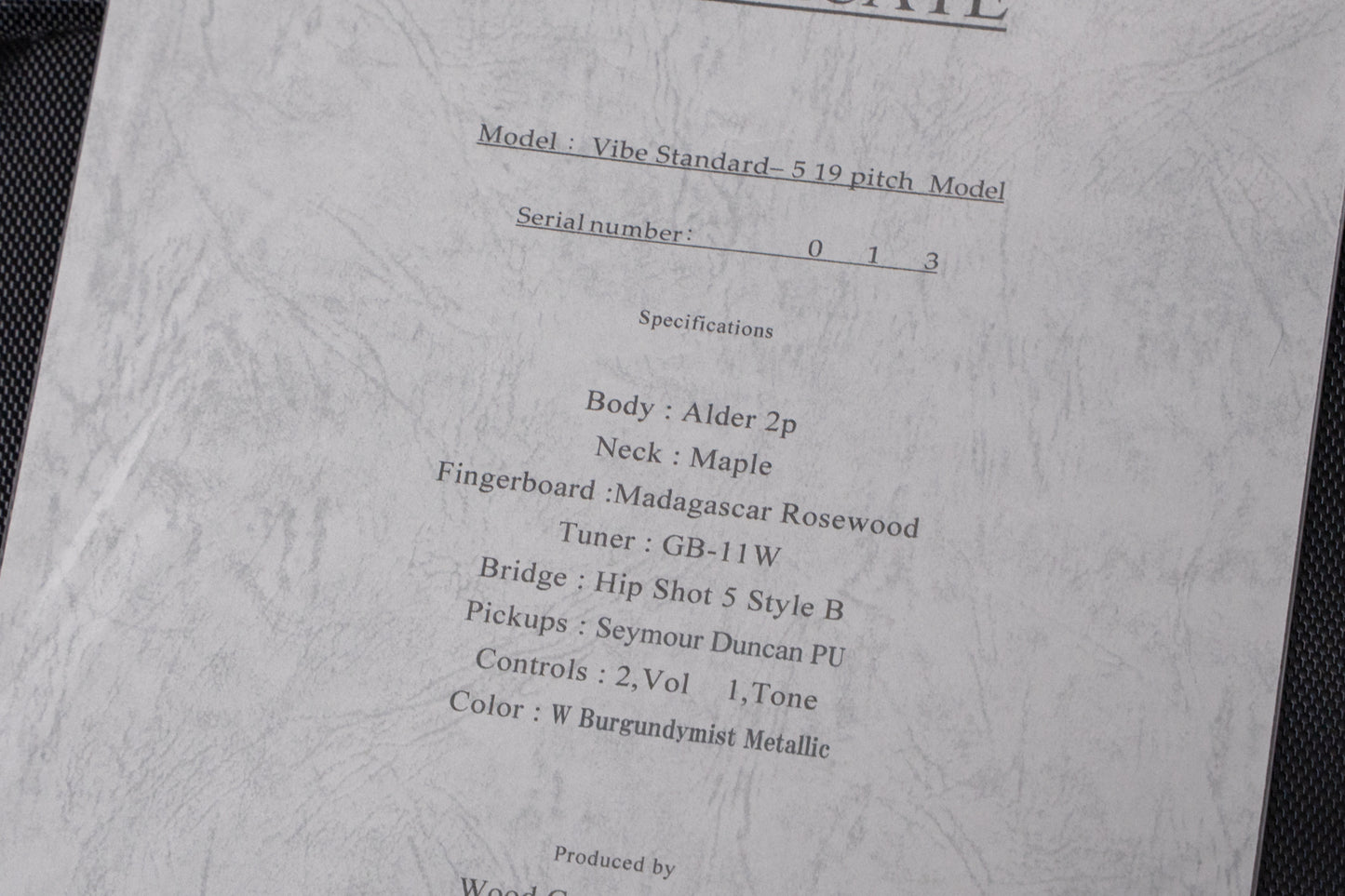 【used】Wood Custom Guitars / Vibe Standard-5 19Pitch Model BGM 4.275kg #013【GIB Yokohama】