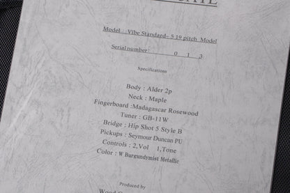 【used】Wood Custom Guitars / Vibe Standard-5 19Pitch Model BGM 4.275kg #013【GIB Yokohama】