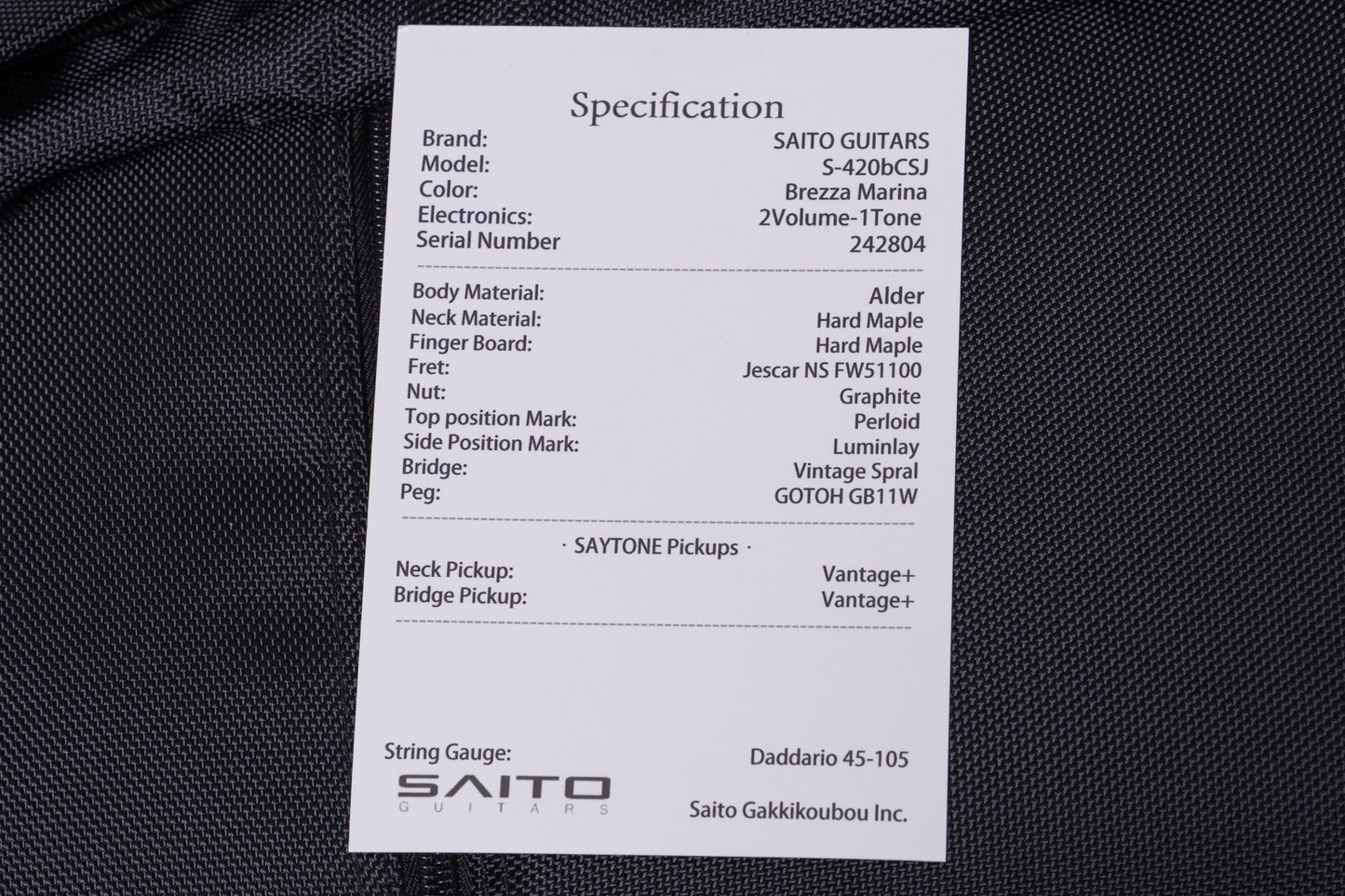 【new】SAITO Guitars / S-420BCSJ MMA BRM 3.975kg #242804【GIB Yokohama】