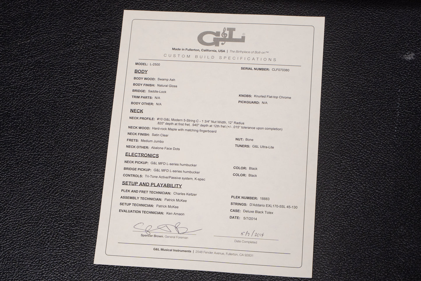 【used】G&L / USA L-2500 2014 4.410kg #CLF070380【GIB Yokohama】