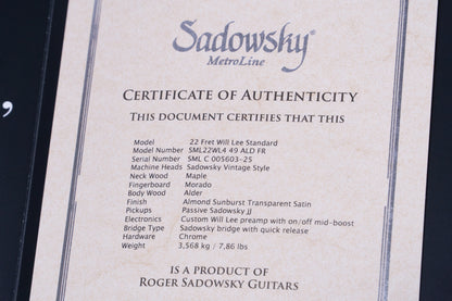 【outlet】Sadowsky / ML22 WL4 ALD TS ALBS 3.650kg #C005603-25【GIB Yokohama】