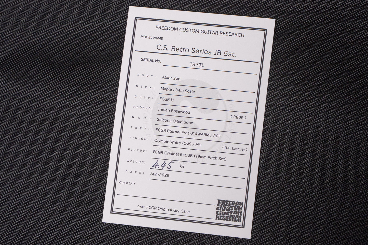 【new】Freedom Custom Guitar Research / C.S.R.S JB 5st OW 4.465kg #1877L【GIB Seoul】