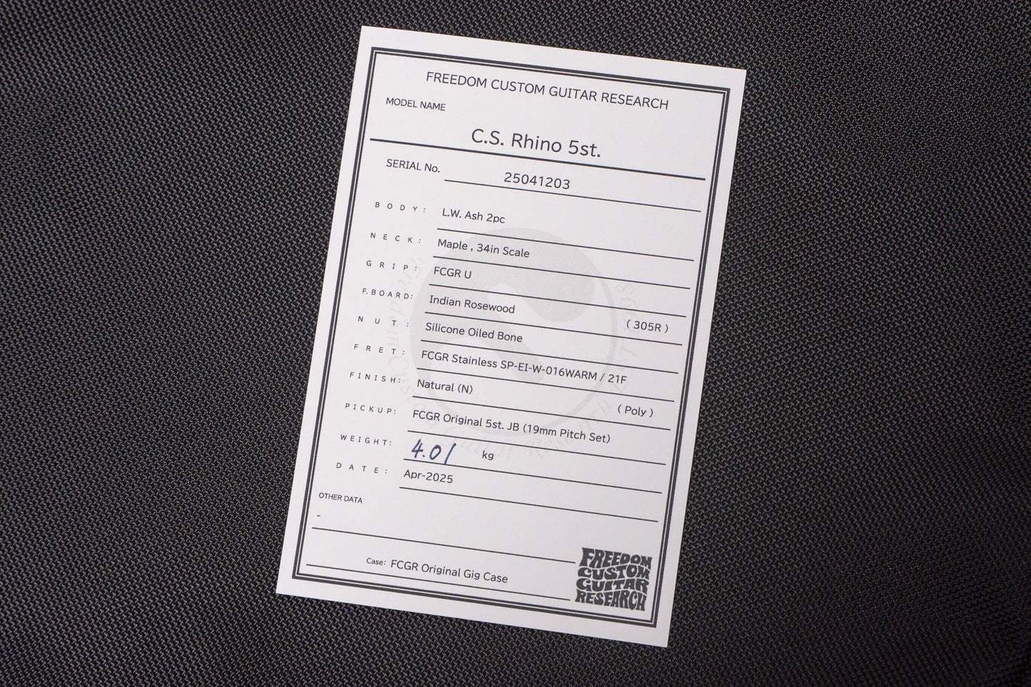 【new】Freedom Custom Guitar Research / C.S. Rhino 5st NAT 4.065kg #25041203【GIB Yokohama】