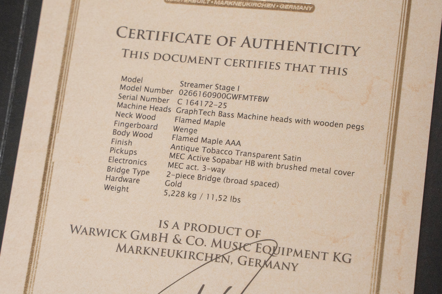 【new】Warwick / CS StreamerStage I 6st Antique Tobacco Transparent Satin 5.285kg #C164172-25【GIB Yokohama】