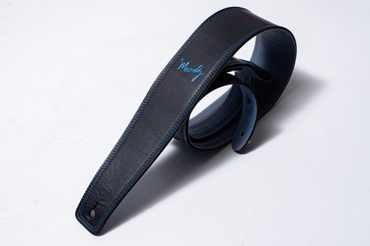 【used】Moody Straps / 2.5 Inch Black/Sky Blue Leather Standard Tail【GIB Yokohama】