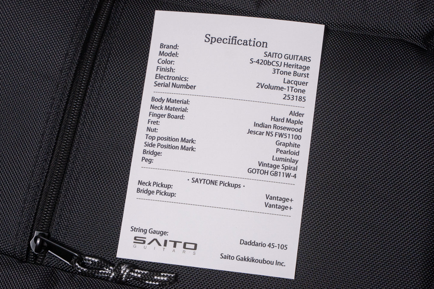 【new】SAITO Guitars  / S-420BCSJ Heritage 3TONE BURST 3.905kg #253185【GIB Yokohama】