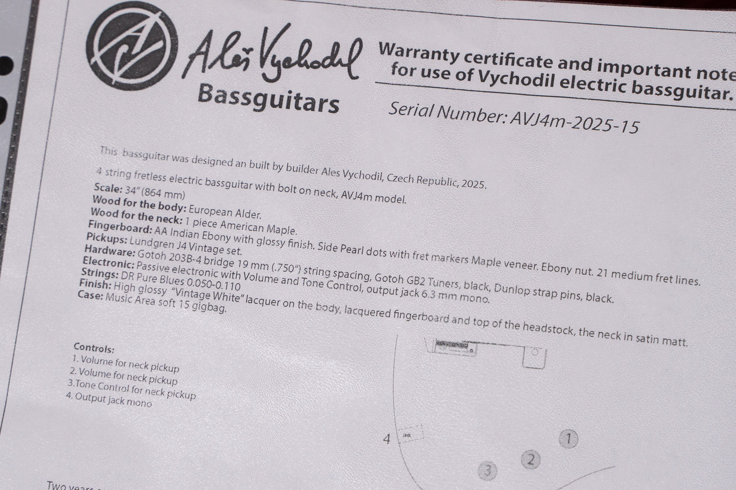 【new】AV BASSES / AVJ4m FL Vintage White 3.870kg #AVJ4-m-2025-15【GIB Yokohama】