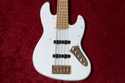 【new】Swing Guitars / Jazz Deluxe 5 White w Gold HW and Pearl Block Inlay 4.990kg #25080012【GIB Yokohama】