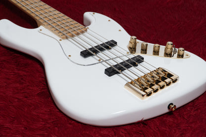 【new】Swing Guitars / Jazz Deluxe 5 White w Gold HW and Pearl Block Inlay 4.990kg #25080012【GIB Yokohama】