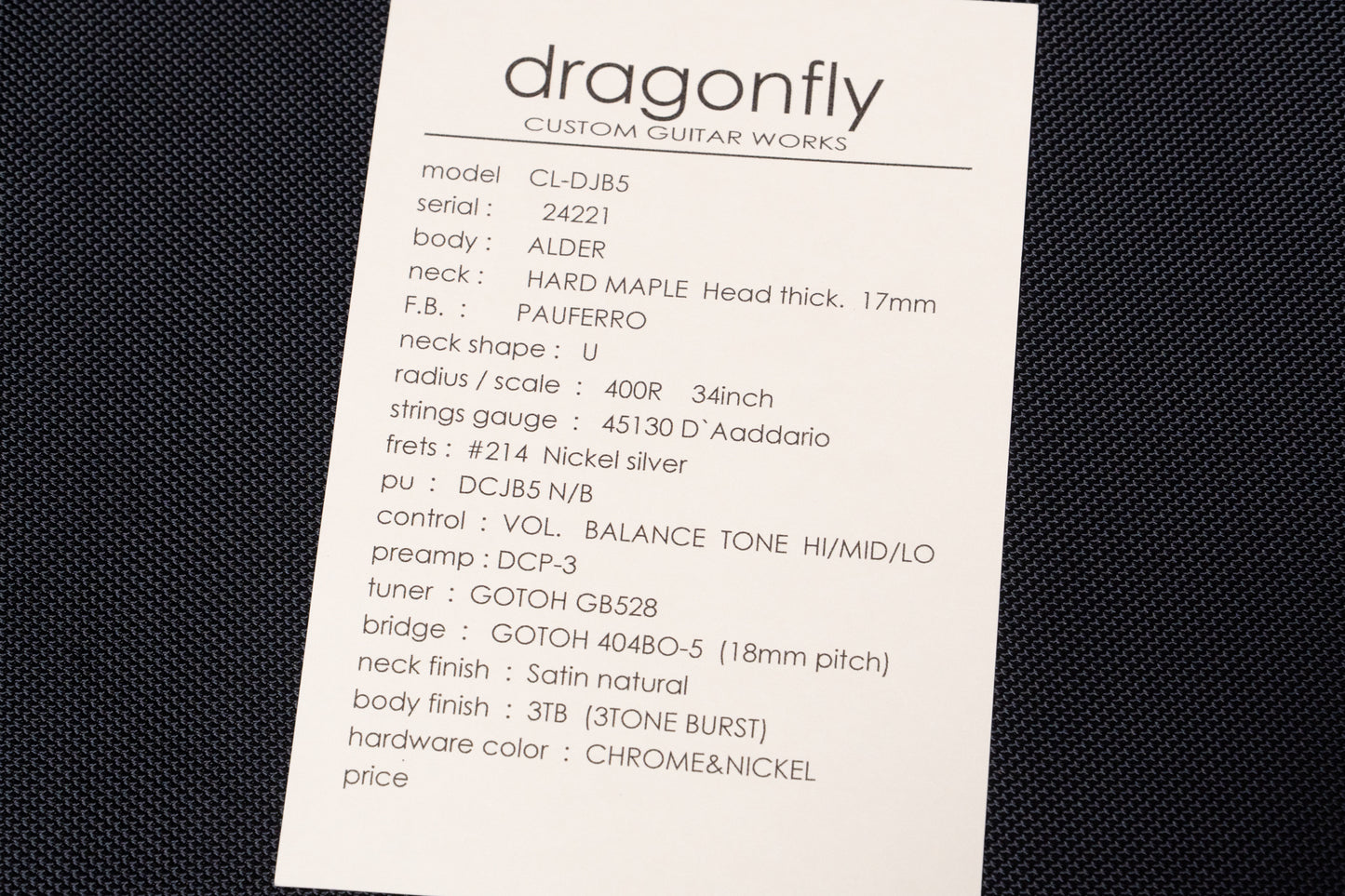【new】dragonfly / CL-DJB5 ALD/PAU 3TB 4.090kg #24221【GIB Yokohama】