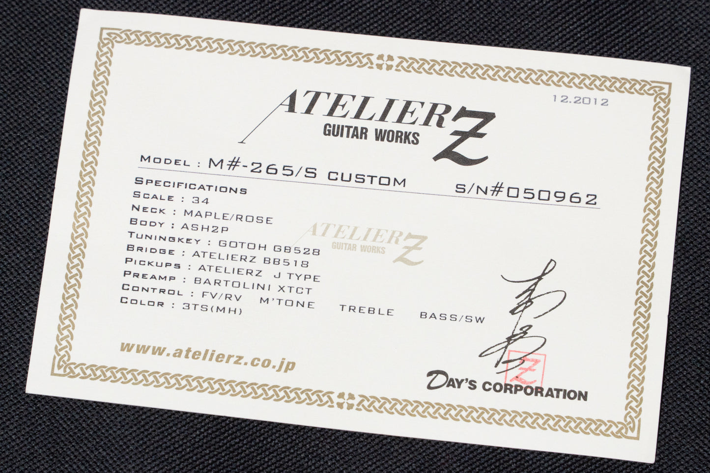 【used】Atelier Z / M#265 Custom 3TS 4.830kg #050962【GIB Yokohama】