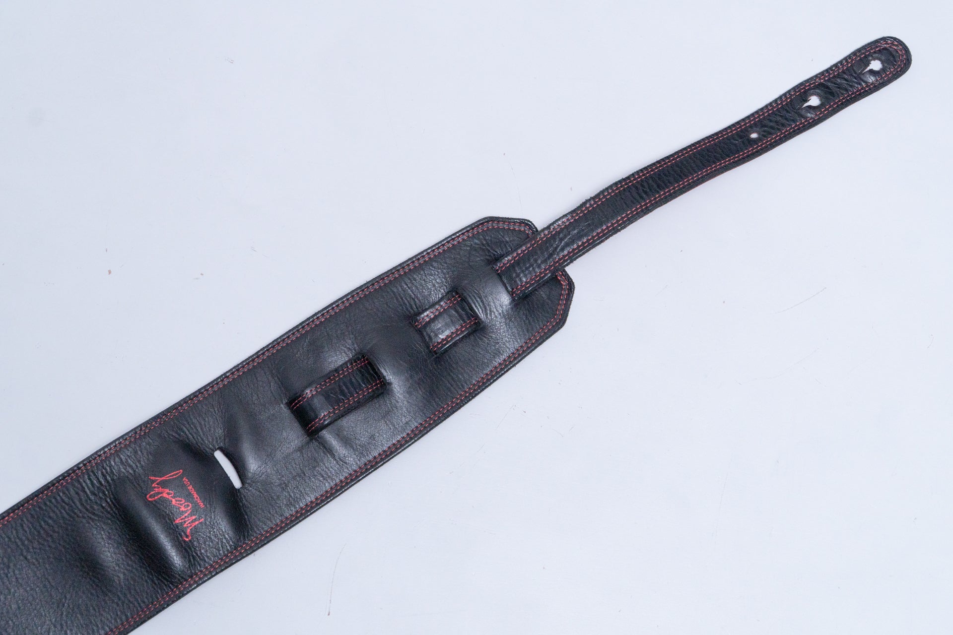used】Moody Straps / 4.0 inch Black / Red Leather Standard Tail
