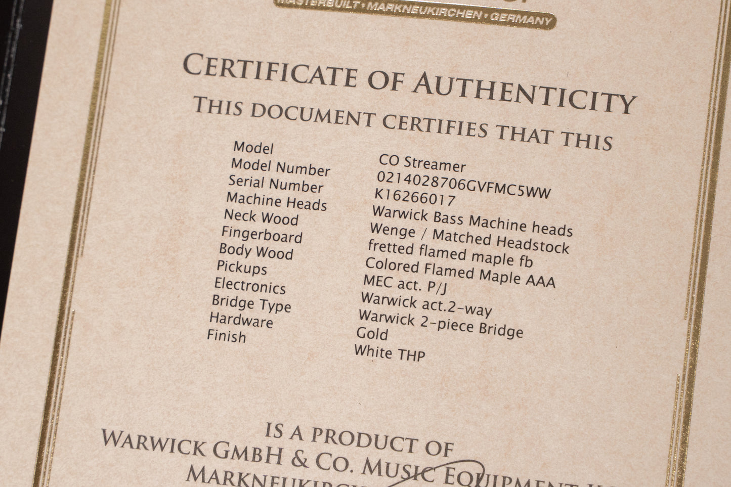 【used】Warwick / Custom Shop Streamer LX 4st White 2017 4.660kg #K 162660-17【GIB Yokohama】