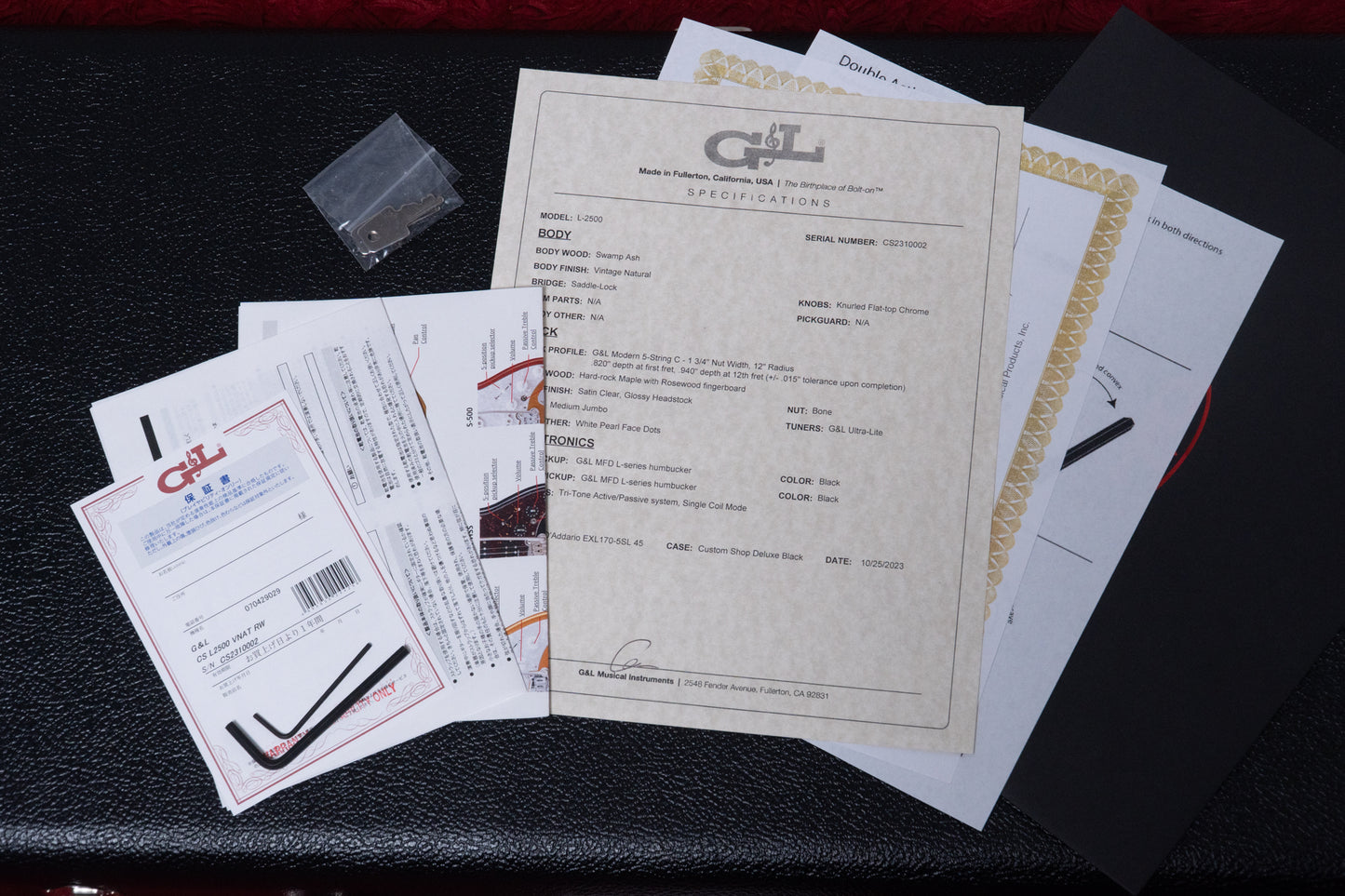 【outlet】G&L / Custom Shop L-2500 Vintage Natural RW 4.375kg #CS2310002【GIB Yokohama】