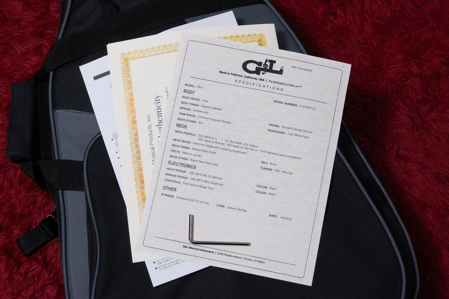 【outlet】G&L / 45th Anniversary Limited Edition SB-2 Sapphire Blue Metallic 4.350kg #CLF2503123【GIB Yokohama】