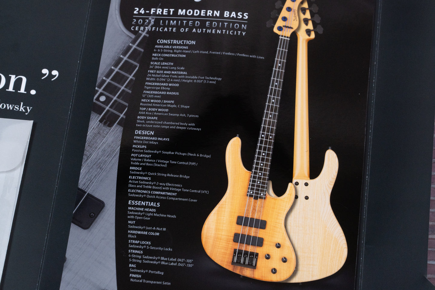 【new】Sadowsky / ML24 MS5 Limited 2025 AAA Koa 3.705kg #J006283-25【GIB Yokohama】