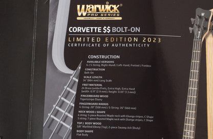 【used】Warwick / TB Corvette $$ BO LTD 2023 4st Natural Oil Finish 2023 3.750kg #GPS M 012650-23【GIB Yokohama】