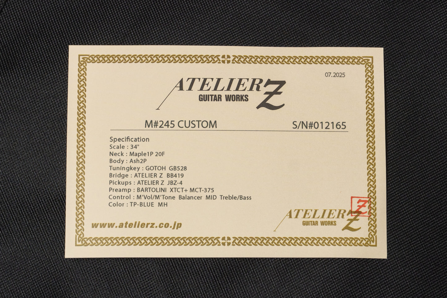 【used】Atelier Z / M#245 CTM FADE BLUE/M 4.105kg #12165【GIB Yokohama】