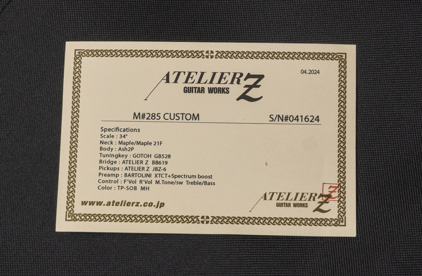 【used】Atelier Z / M#285 Custom TP-SOB MH 2024 4.880kg #041624【GIB Yokohama】