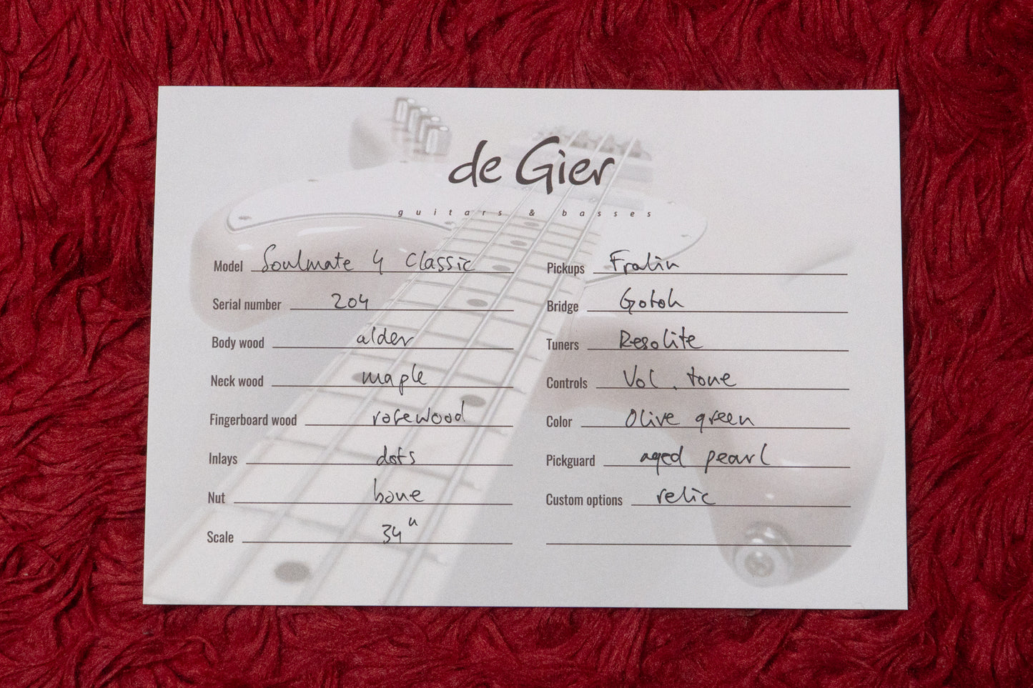 【new】De Gier / Soulmate Classic Olive Green Aged 3.415kg #204【GIB Yokohama】