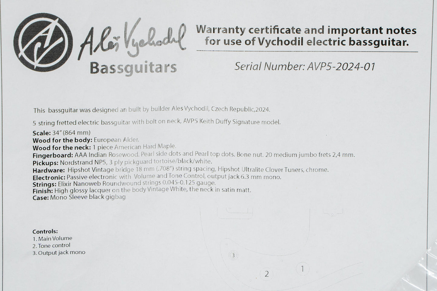 【new】AV BASSES / AVP5 Vintage White 4.310kg #AVP5-2024-01 【GIB Yokohama】