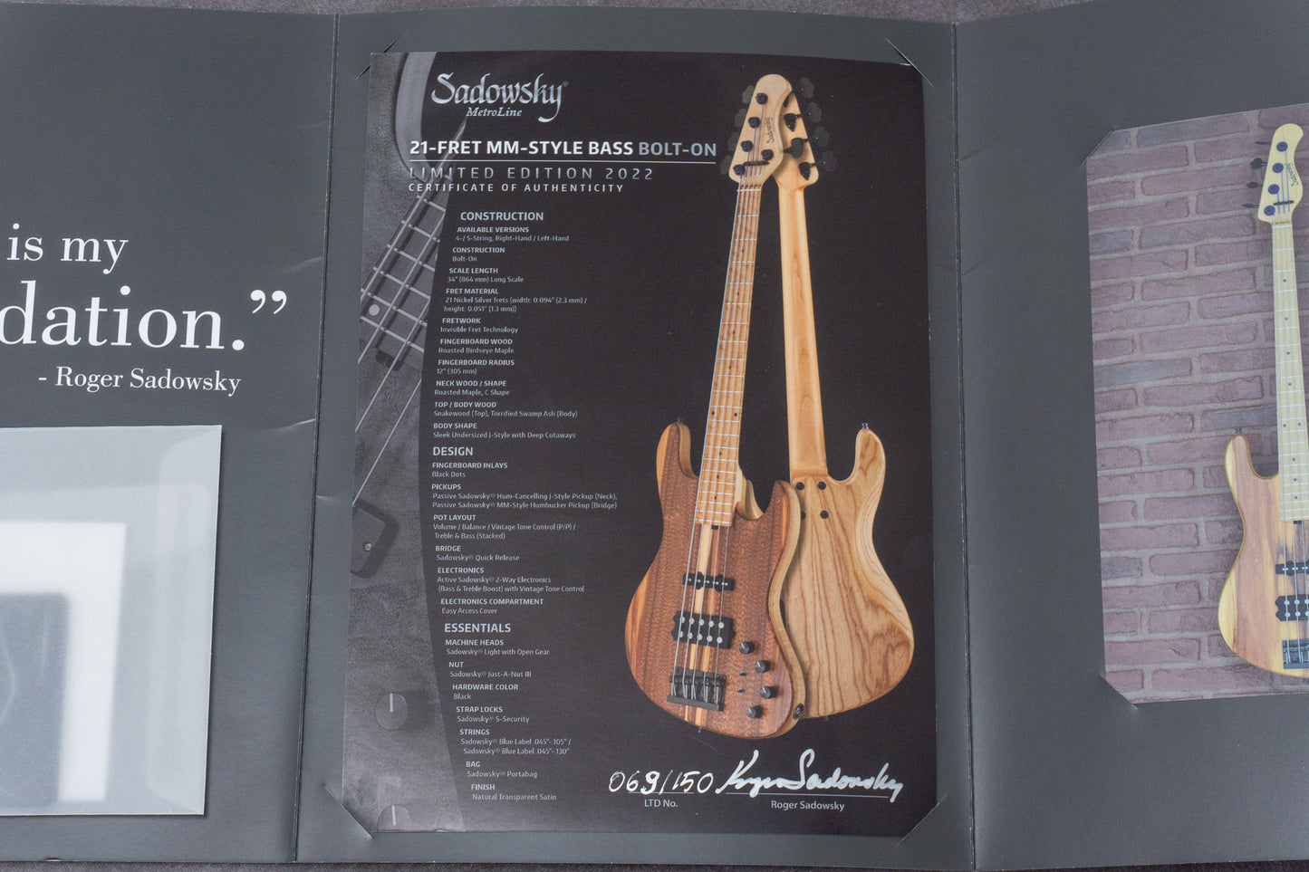 【used】Sadowsky / MetroLine Limited Edition 21-Fret MM 4-String 2022 3.27kg #SML M002440-22【GIB Hyogo】