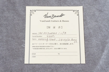 【used】Vanzandt / JBV-R2 Fretless LPB 4.27kg #8991【GIB Hyogo】