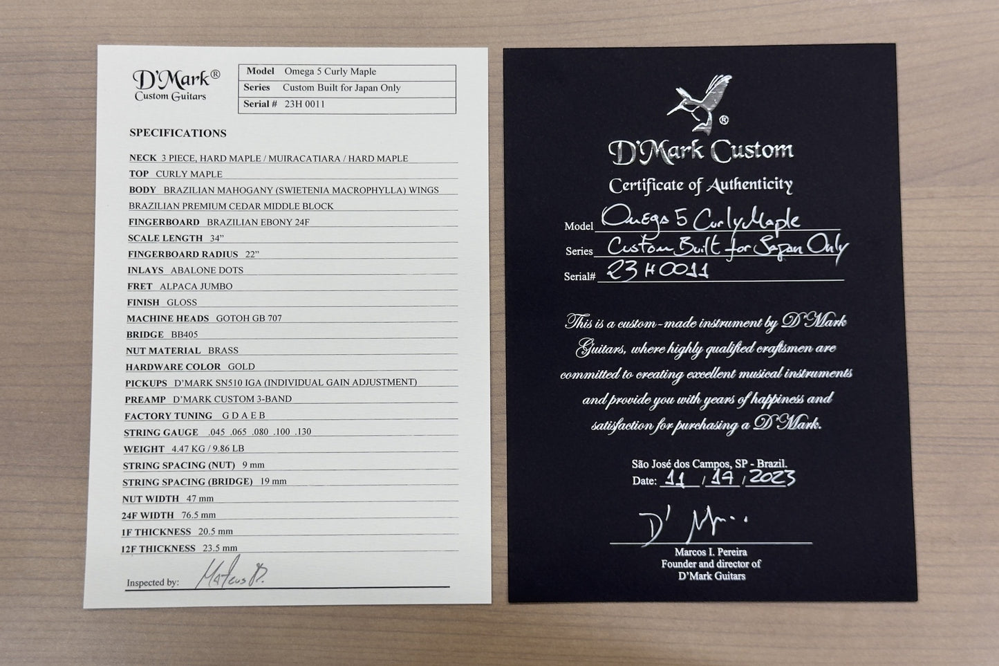 【outlet】D'Mark Guitars / Omega 5 Special Reserve MASTER SERIES #23H0011 4.390kg【GIB Yokohama】