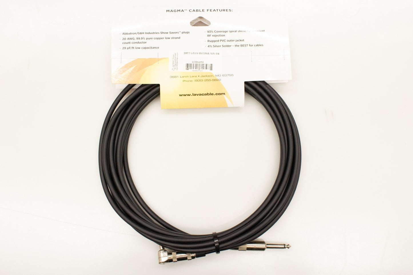 [new] LAVA CABLE / 20FT LAVA MAGMA R/A-1/4 [Yokohama]