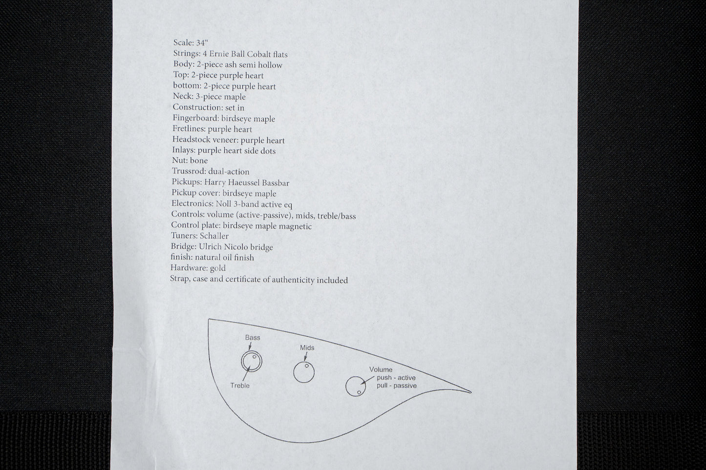 【outlet】Ulrich Bass Design / Nicolo Fretless 4 3.290kg【GIB Yokohama】
